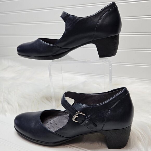 SoftWalk Women’s Irish II Dress Pump Size 9.5N Dark Blue Leather Mary Jane Heels - Picture 1 of 11